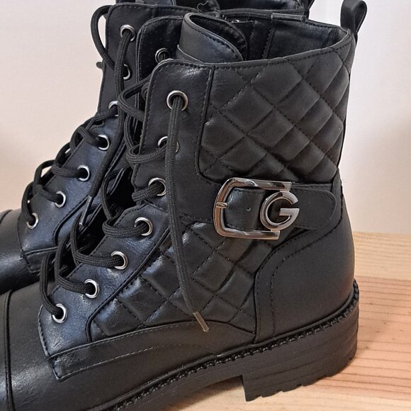 Guess Black Quilted Moto Boot Misses Size 6 1/2 NWOB - Picture 4 of 12